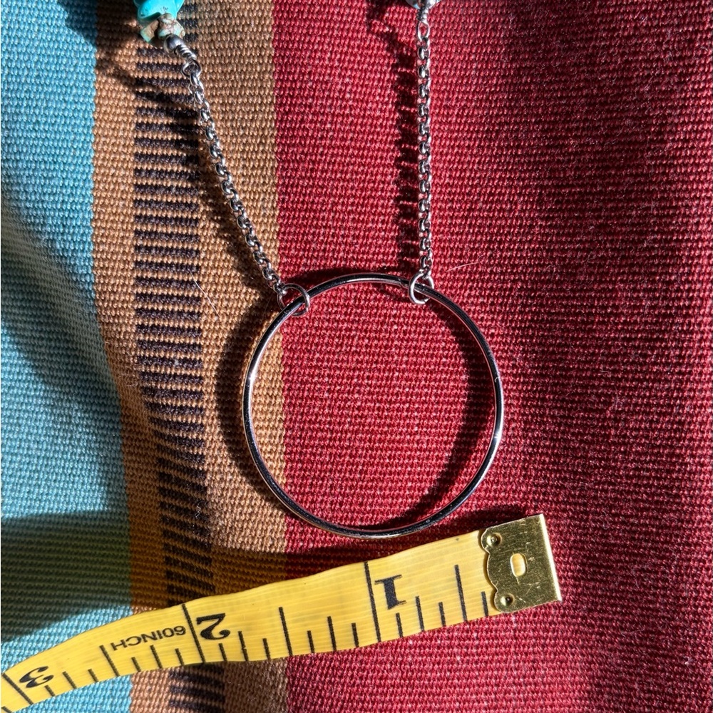 Karma circle turquoise necklace . Adjustable necklace boho gemstones